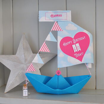 Personalised Heart Birthday Boat With Age, 2 of 12