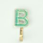 G Decor Alphabet Green Crackle Hooks Antique Brass, thumbnail 4 of 11