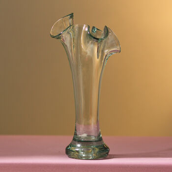 Vintage Mid Century Fluted Art Glass Vase Clear, 2 of 3