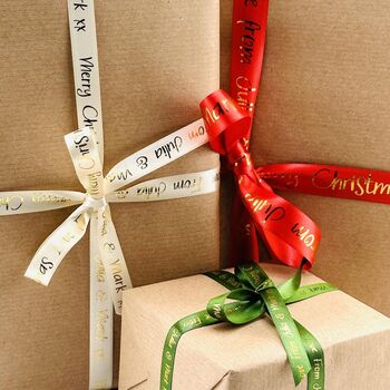 Personalised Christmas Ribbon With Gold Foil Font, 7 of 7
