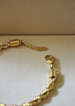 5mm Rope Chain Bracelet 18 K Gold Plated Adjustable Gift, 2 of 2