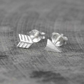Sterling Silver Arrow Stud Earrings, 2 of 5