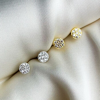 Sterling Silver Tiny Crystal Circle Stud Earrings, 4 of 5