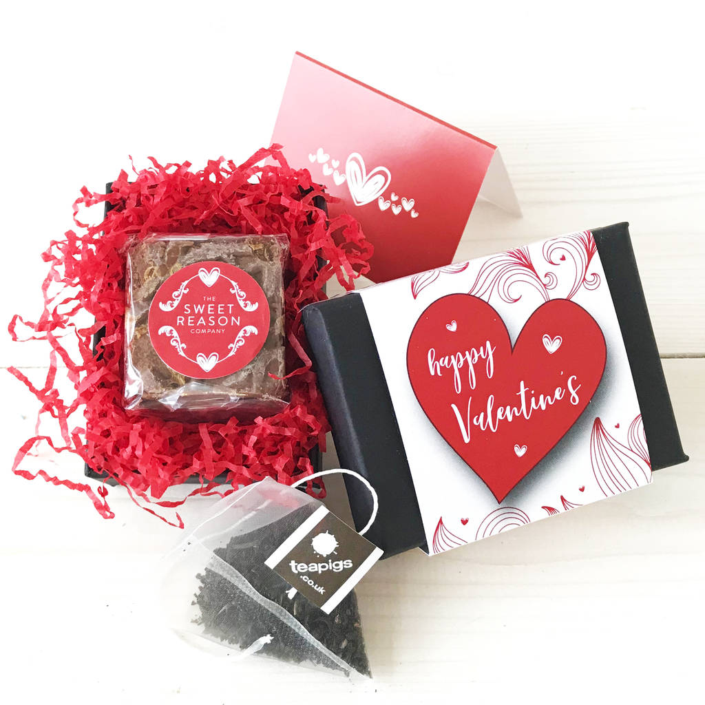 Happy Valentines Gluten Free Mini Brownie And Tea Gift, 1 of 4