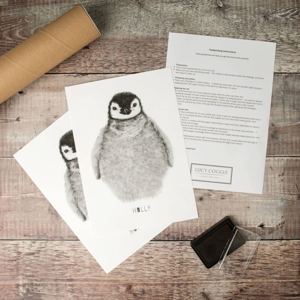 personalised baby penguin footprint kit baby penguins personalized baby naming ceremony