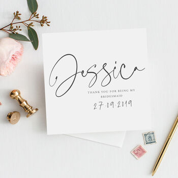 Modern Personalised Bridesmaid Thank You Card, 2 of 4