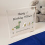 Personalised Birthday Acrylic Block Dinosaur Design, thumbnail 1 of 6