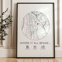Where It All Began Personalised Map Print, Anniversary Gift Print, thumbnail 1 of 4