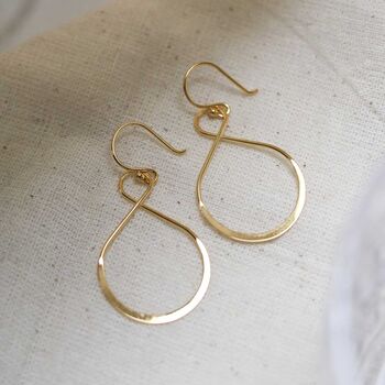 18k Gold Plated Brass Wire Teardrop Dangly Earrings, 5 of 6