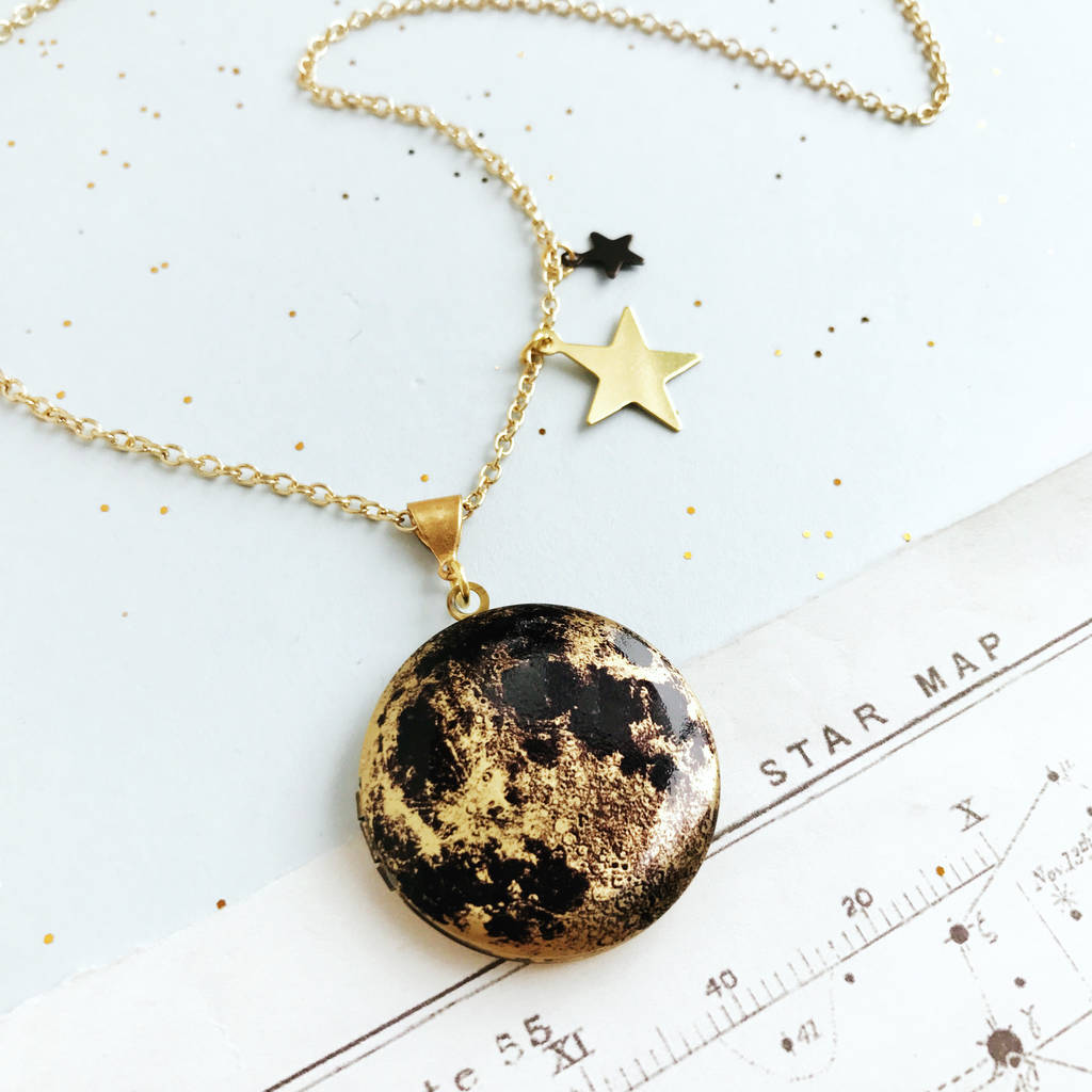 Personalised Moon Locket Necklace By Lucent Studios 