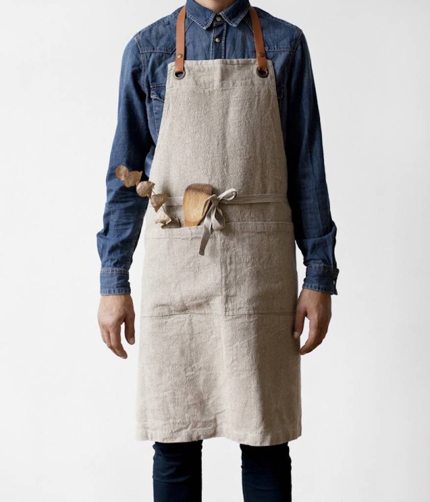 Linen And Leather Apron By Finch & Crane.