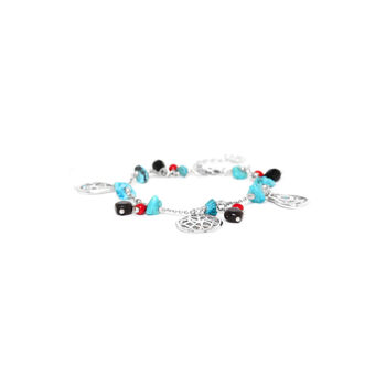 Multi Dangle Silver Plated Bracelet With Turquoise, 3 of 3