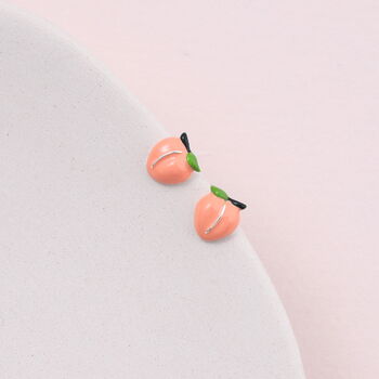 'Everything Is Peachy' Sterling Silver Peach Earrings, 2 of 6