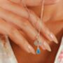 Lotus Blue Cubic Zirconia Sterling Silver Necklace, thumbnail 6 of 10