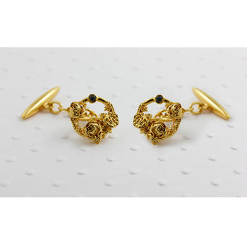 Black Diamond Rose Halo Cufflinks, 3 of 8