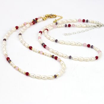 Simple Pearl And Gemstone Beaded Necklace, 11 of 12