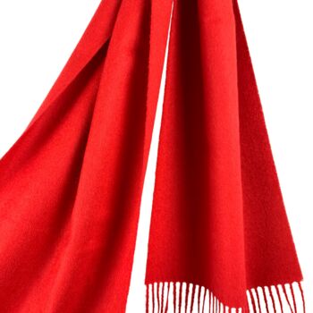 Red Baby Alpaca Fringed Scarf, 6 of 10