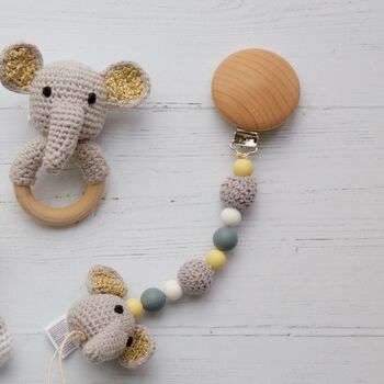 Organic Elephant Toy Baby Gift Set, 3 of 8