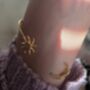 Sun And Moon Open Cuff Slim Bracelet In 18 K Gold Dainty Bangle, thumbnail 1 of 6