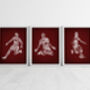 Men's Footbal Sketch Set Of Three Prints, thumbnail 1 of 4