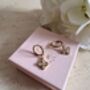 Gold Plated Dangle Clover Flower Earrings, thumbnail 2 of 5