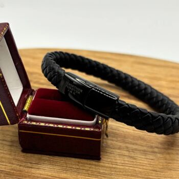 Personalised All Black Leather Bracelet, 4 of 10