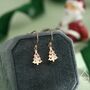 Dainty Christmas Tree Drop Hook Earrings In Sterling Silver, thumbnail 3 of 11