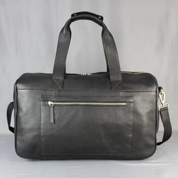 Black Leather Weekend Bag With Gunmetal Zip, 9 of 10