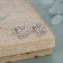 Sterling Silver Two Tone Daisy 16 G Flat Back Labret Earrings, thumbnail 2 of 12