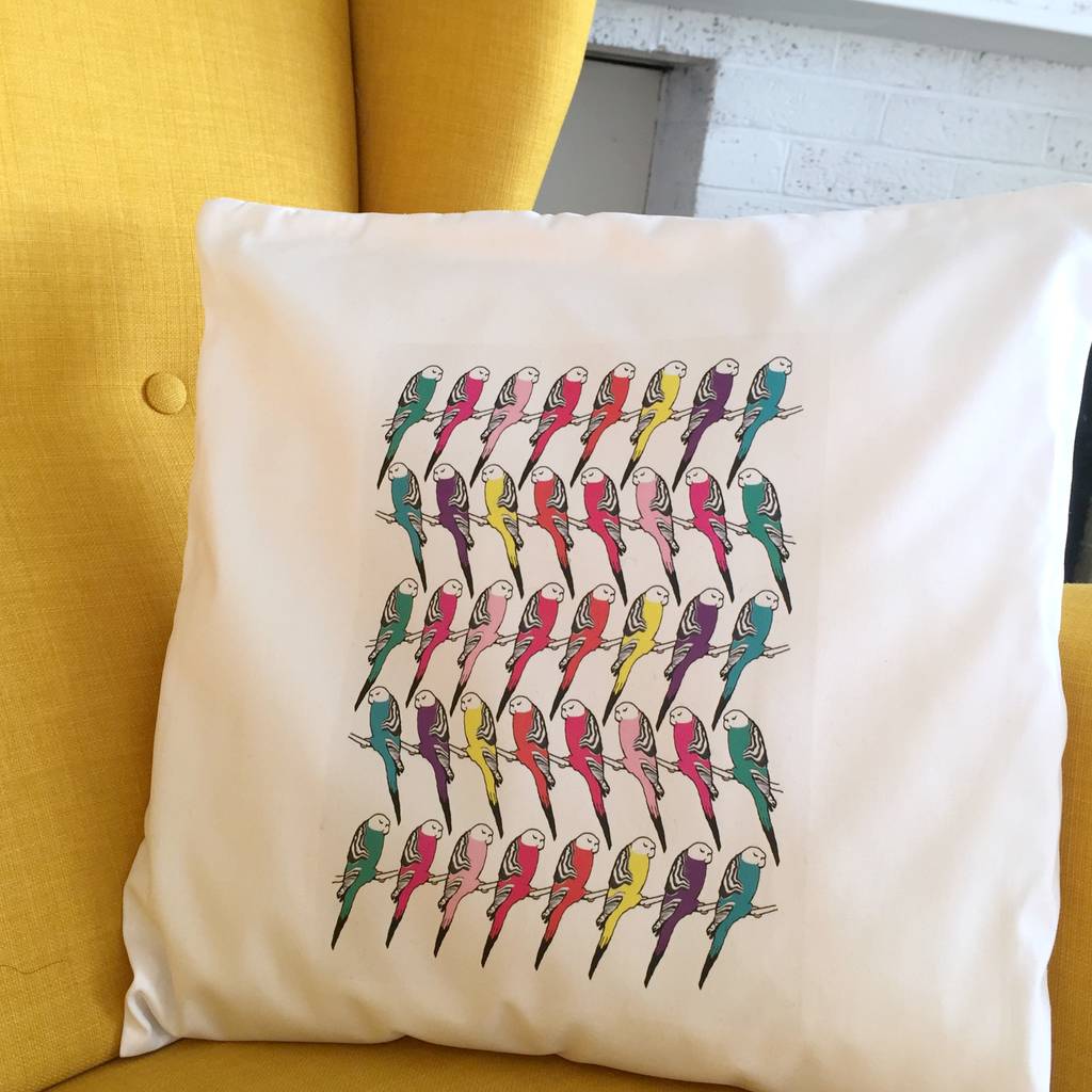 patterned bird cushion cover by kelly connor designs