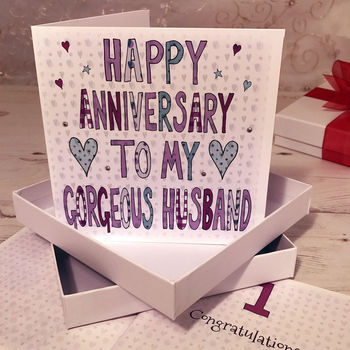 Personalised Husband Anniversary Book Card, 3 of 8