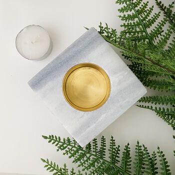 Marble And Gold Effect Tea Light Holder, 2 of 3