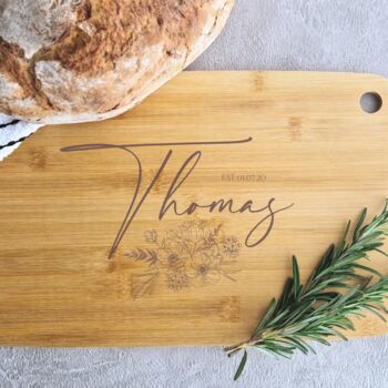 Personalised Natural Bamboo Wood Chopping Board, 2 of 3