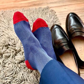 Lux Taylor Blue Luxury Crew And Trainer Men’s Socks, 3 of 6