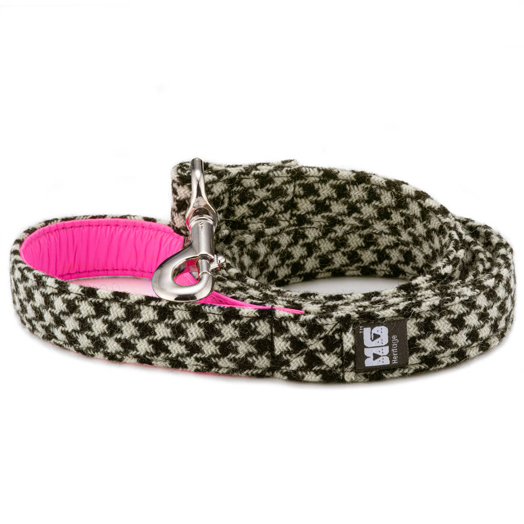 Wilma's Black And White Harris Tweed Dog Lead, 1 of 4
