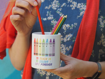 'Rainbow Crayons' Teacher Pencil Pot, 2 of 2