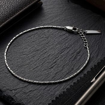 Rectangular Box Chain Silver Bracelet, 2 of 9