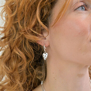 Silver Plated Half Hoop Heart Stud Earrings – 15mm, 5 of 6