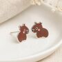 Sterling Silver Capybara Stud Earrings – 10mm, thumbnail 2 of 6