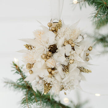 Gold Dried Flower Christmas Bauble Decoration, 3 of 4