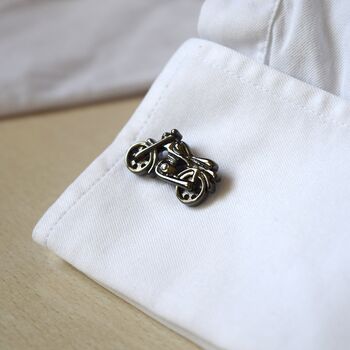 Motorcycle Cufflinks Gift For Men Black Stainless Steel Motor Gift, 4 of 5