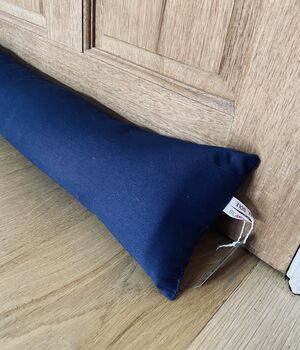 Customisable Blue Or Black Draught Excluder Cushion, 3 of 4