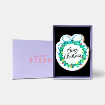 Merry Christmas Wreath Letterbox Iced Cookie, 4 of 11