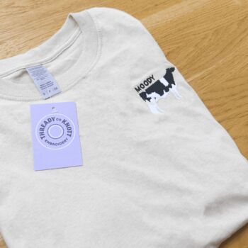 Moody Cow Embroidered T Shirt, 3 of 5