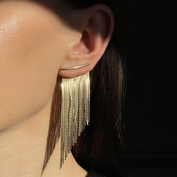 18ct Gold Plated Waterfall Party Tassel Earrings, 2 of 3