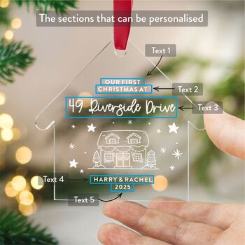 First Christmas House Ornament Custom Address And Names, 2 of 7
