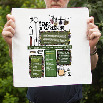 Personalised 70th Birthday Gift For Gardeners Handkerchief Pair, 2 of 5