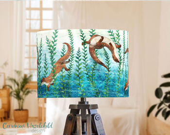Handmade Otter Woodland Lampshade – Organic Cotton Nature Inspired Lighting, 2 of 3