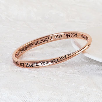 Mum Message Bangle Rose Gold Plated, 3 of 5
