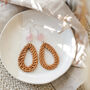 925 Sterling Silver Rose Quartz Rattan Earrings, thumbnail 1 of 5